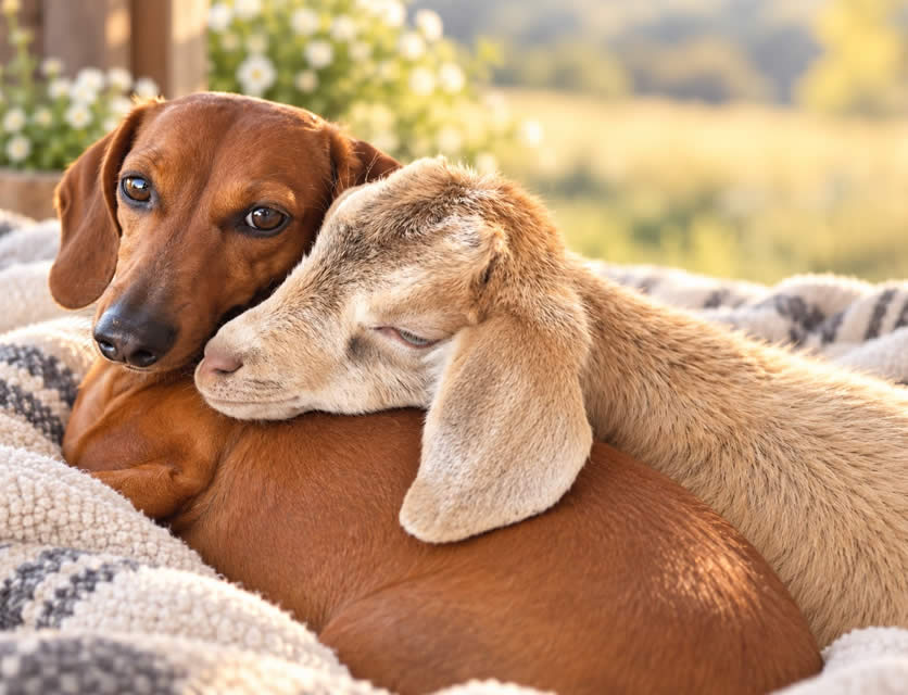 Dog with goat